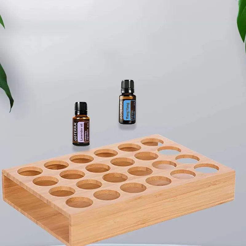 Pine Wood Essential Oil Storage Box, 24 Holes Roller Bottle Display Stand, Home Decor Organizer