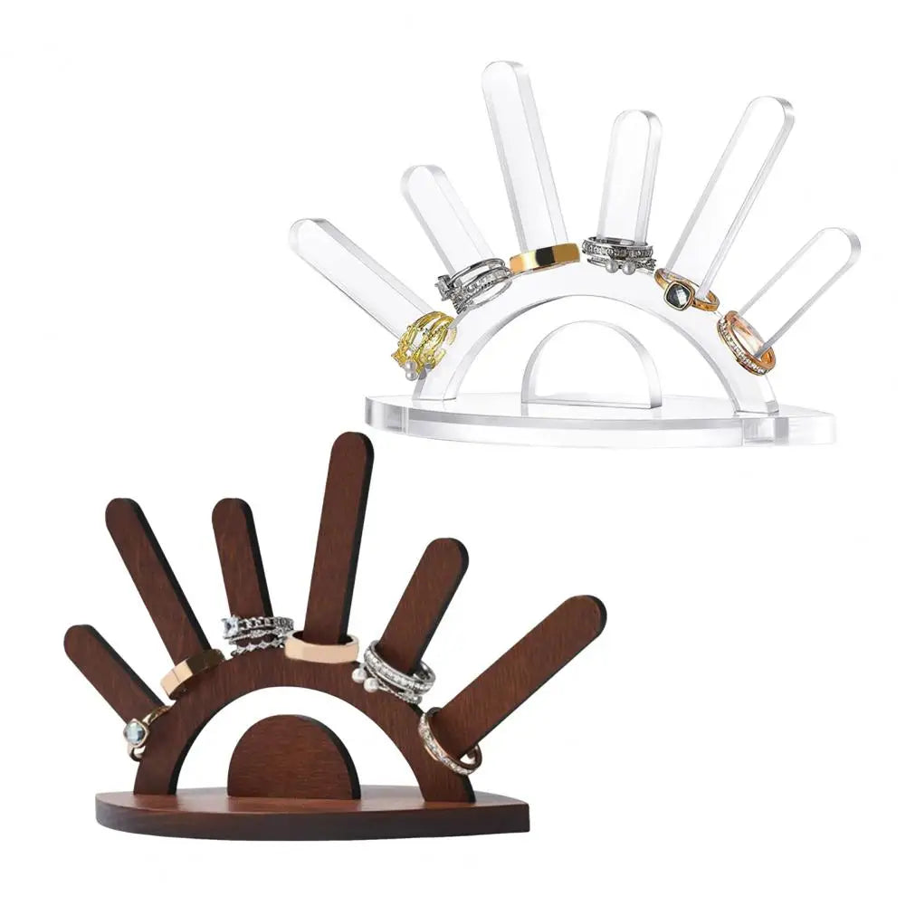Creative Wooden Ring Holder Eye Shape Ring Display Rack With 6 Ring Posts Jewelry Display Stand Home Decor Organizer