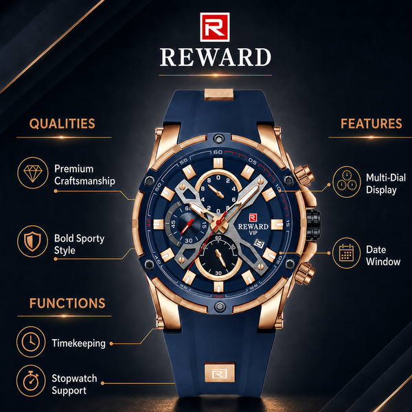 REWARD VIP Rose Gold Chronograph Luxury Men's Watch