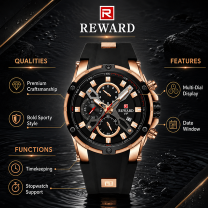 REWARD VIP Rose Gold Chronograph Luxury Men's Watch