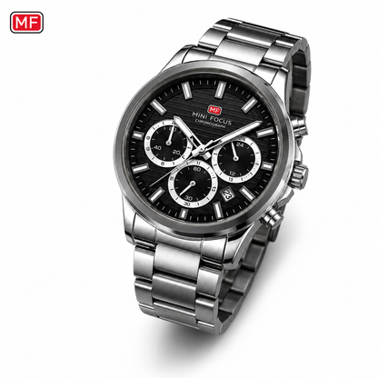 Mini Focus Men's Chronograph Stainless Steel Watch ساعة ميني فوكس كرونوغراف ستيل رجالية