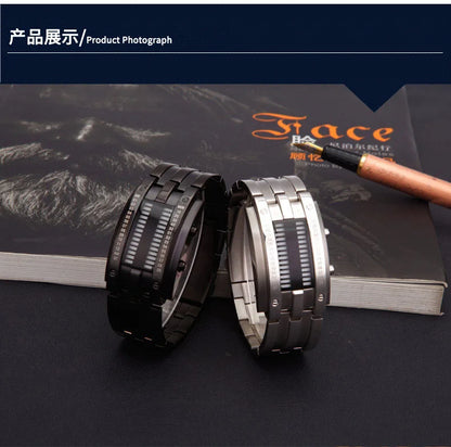 Men Watch 50m Waterproof Lava Watch Double Row Lamp Led Watch Male Fashion Steel Band Electronic Sport Watch Relogios Masculino