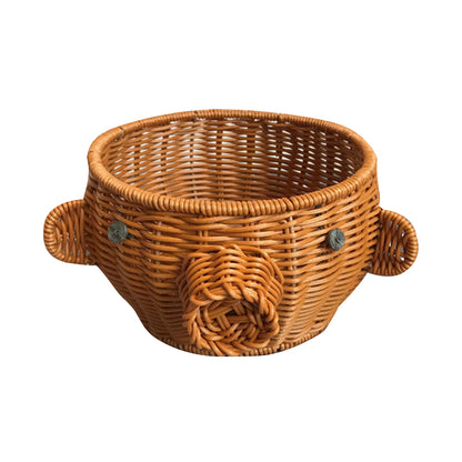 Rattan Woven Fruit Basket Cute Shape Fruit Bowls Tray Vegetable Snack Basket Novelty Animal Shaped Home Decor Organizer Handmade