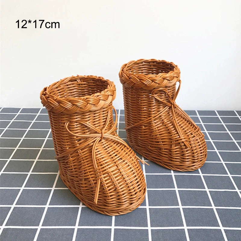 Rattan Woven Fruit Basket Cute Shape Fruit Bowls Tray Vegetable Snack Basket Novelty Animal Shaped Home Decor Organizer Handmade