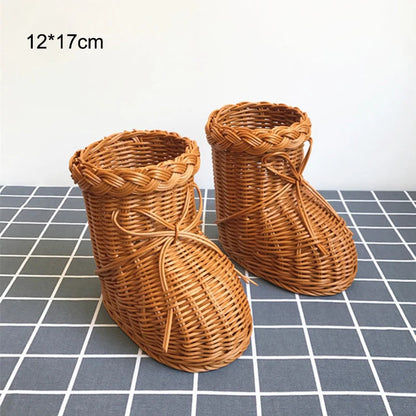 Rattan Woven Fruit Basket Cute Shape Fruit Bowls Tray Vegetable Snack Basket Novelty Animal Shaped Home Decor Organizer Handmade