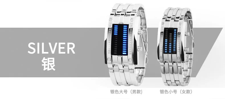 Men Watch 50m Waterproof Lava Watch Double Row Lamp Led Watch Male Fashion Steel Band Electronic Sport Watch Relogios Masculino
