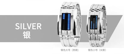 Men Watch 50m Waterproof Lava Watch Double Row Lamp Led Watch Male Fashion Steel Band Electronic Sport Watch Relogios Masculino