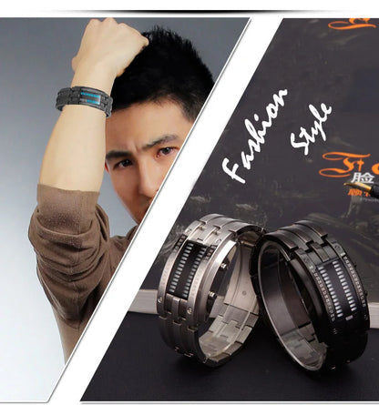 Men Watch 50m Waterproof Lava Watch Double Row Lamp Led Watch Male Fashion Steel Band Electronic Sport Watch Relogios Masculino