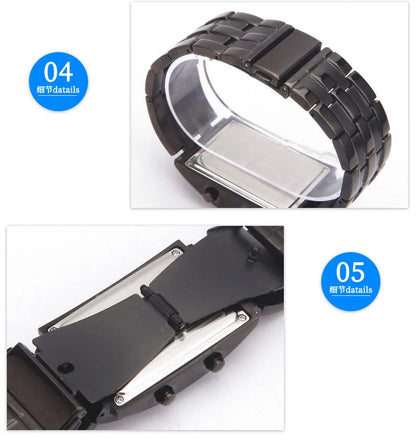 Men Watch 50m Waterproof Lava Watch Double Row Lamp Led Watch Male Fashion Steel Band Electronic Sport Watch Relogios Masculino