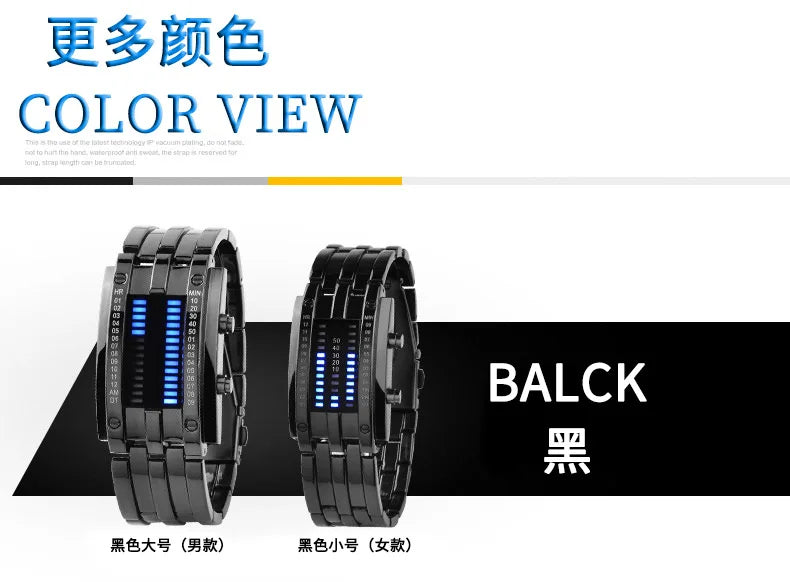 Men Watch 50m Waterproof Lava Watch Double Row Lamp Led Watch Male Fashion Steel Band Electronic Sport Watch Relogios Masculino