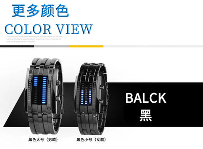 Men Watch 50m Waterproof Lava Watch Double Row Lamp Led Watch Male Fashion Steel Band Electronic Sport Watch Relogios Masculino