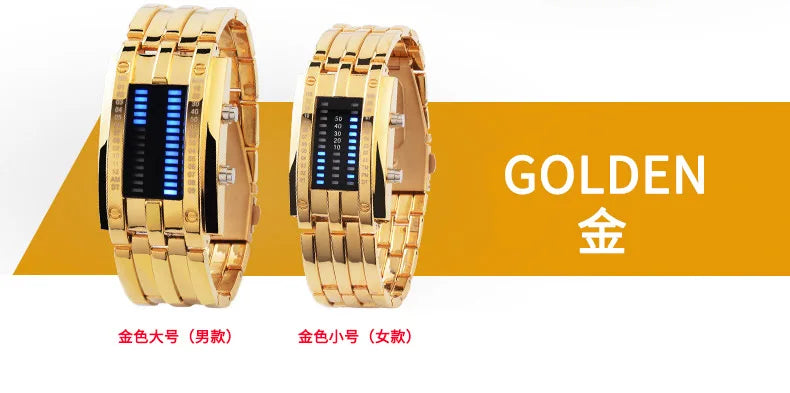 Men Watch 50m Waterproof Lava Watch Double Row Lamp Led Watch Male Fashion Steel Band Electronic Sport Watch Relogios Masculino