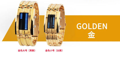 Men Watch 50m Waterproof Lava Watch Double Row Lamp Led Watch Male Fashion Steel Band Electronic Sport Watch Relogios Masculino