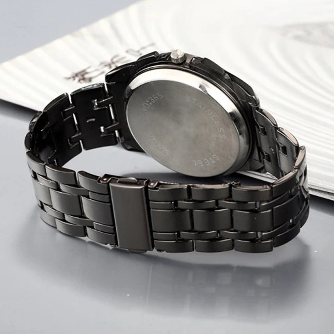 Men Watches Black Stainless Steel Mens Watch Men Sports Watches Quartz Wristwatch relogio masculino montres homme horloge mannen