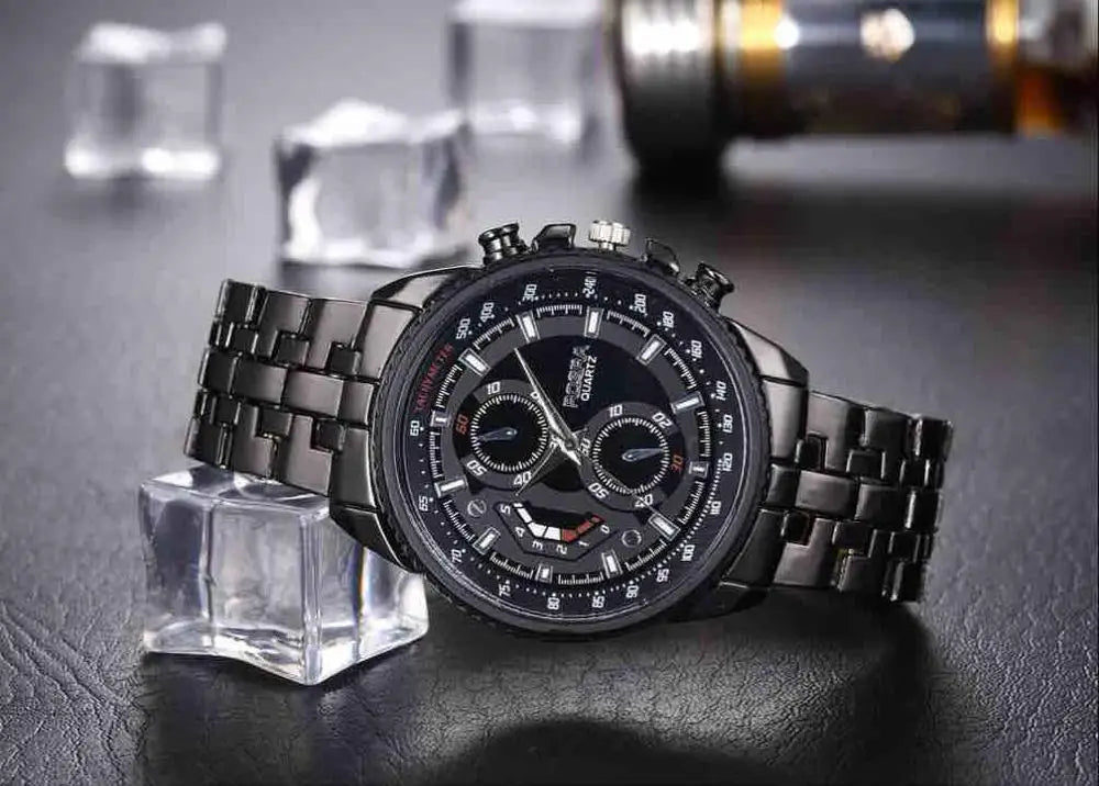 Men Watches Black Stainless Steel Mens Watch Men Sports Watches Quartz Wristwatch relogio masculino montres homme horloge mannen