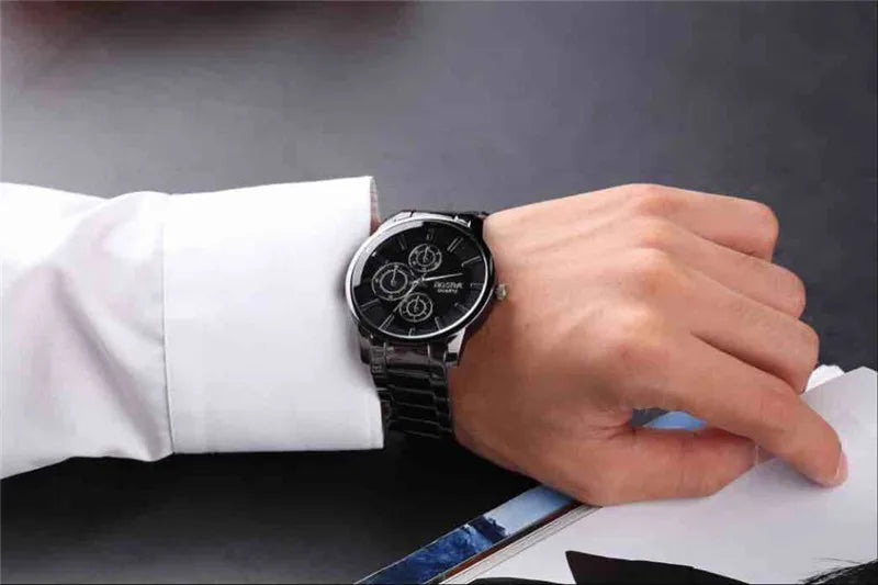 Men Watches Black Stainless Steel Mens Watch Men Sports Watches Quartz Wristwatch relogio masculino montres homme horloge mannen