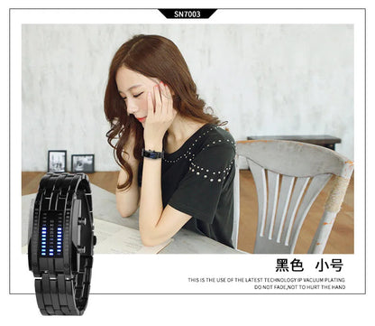 Men Watch 50m Waterproof Lava Watch Double Row Lamp Led Watch Male Fashion Steel Band Electronic Sport Watch Relogios Masculino