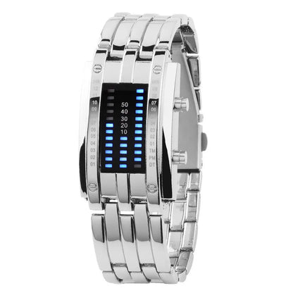 Men Watch 50m Waterproof Lava Watch Double Row Lamp Led Watch Male Fashion Steel Band Electronic Sport Watch Relogios Masculino