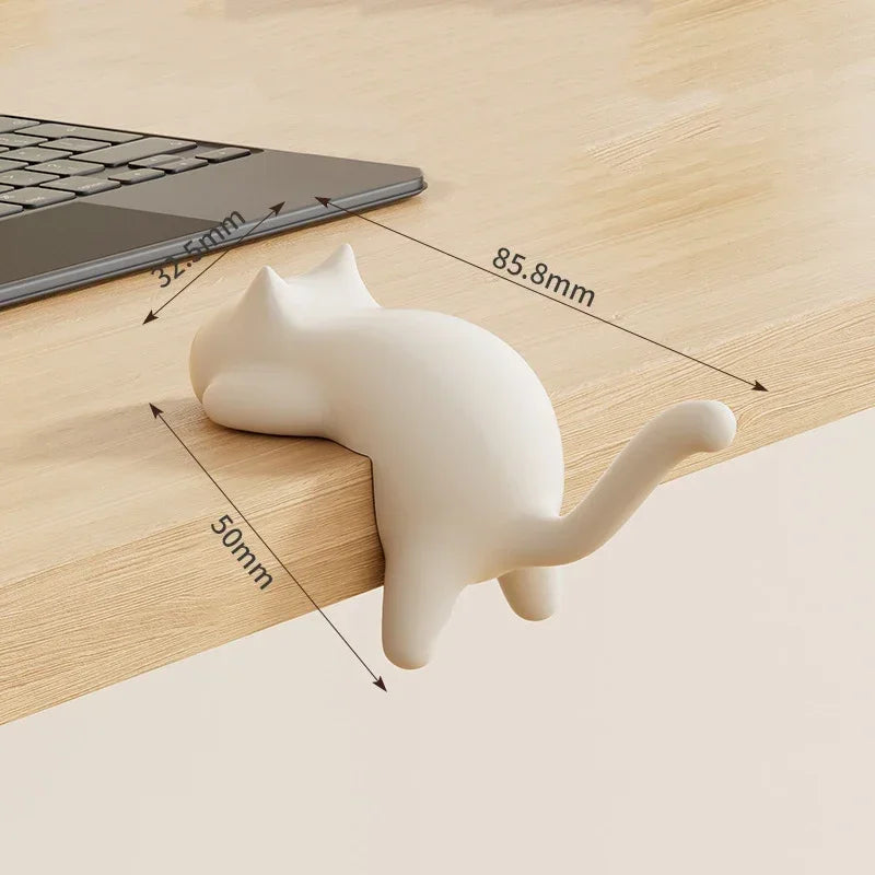 Fun Cat Design Key Hooks for Desk Table Edge Office Bag Storage Kawaii Home Decor Organizer Cute Space Saving Accessory