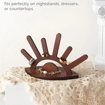 Creative Wooden Ring Holder Eye Shape Ring Display Rack With 6 Ring Posts Jewelry Display Stand Home Decor Organizer