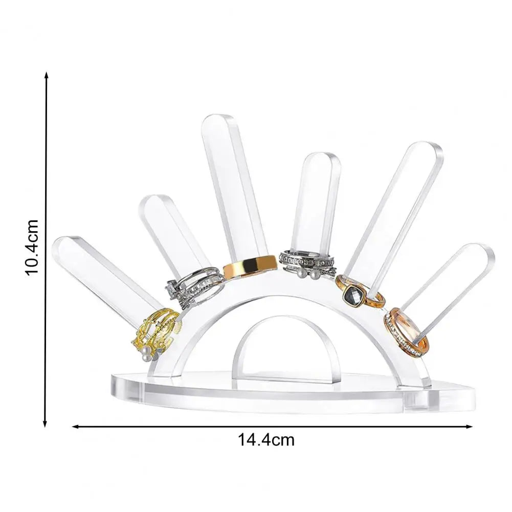 Creative Wooden Ring Holder Eye Shape Ring Display Rack With 6 Ring Posts Jewelry Display Stand Home Decor Organizer