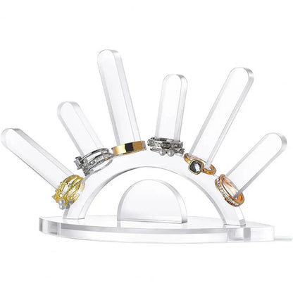 Creative Wooden Ring Holder Eye Shape Ring Display Rack With 6 Ring Posts Jewelry Display Stand Home Decor Organizer