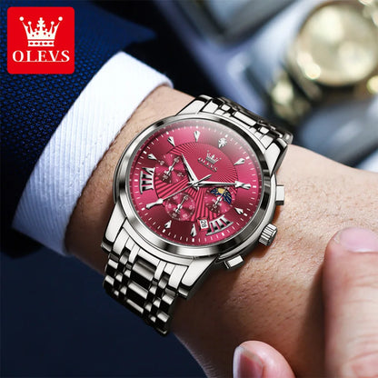 OLEVS 2892 Men Watch Original Quartz Watch Luxury Brand Waterproof Luminous Chronograph Classic Business Moon Phase Men Watch