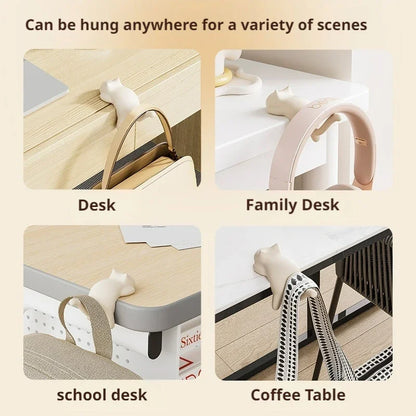 Fun Cat Design Key Hooks for Desk Table Edge Office Bag Storage Kawaii Home Decor Organizer Cute Space Saving Accessory