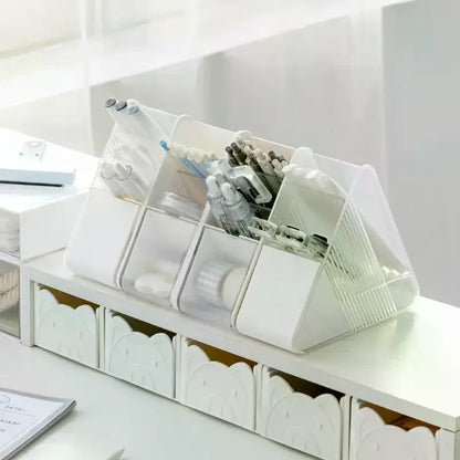Multi-Compartment Clear Slots Organizer for Home Office, School Study Desk Use, Keeping Writing Instruments Neatly Arranged