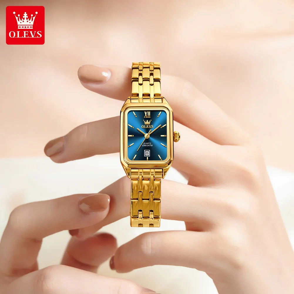 OLEVS 5616 Women Watch Luxury Brand Quartz Watch Elegance Original Square Dial Gold Women Watch Waterproof Luminous Watch