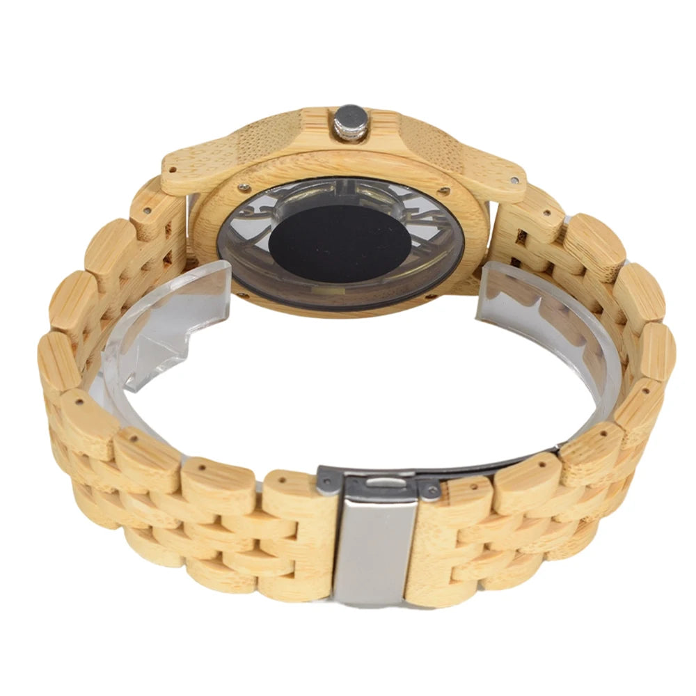 Wooden Watches for Men Handmade  Engraved Wood Watch Analog Quartz Men's Wooden Watch