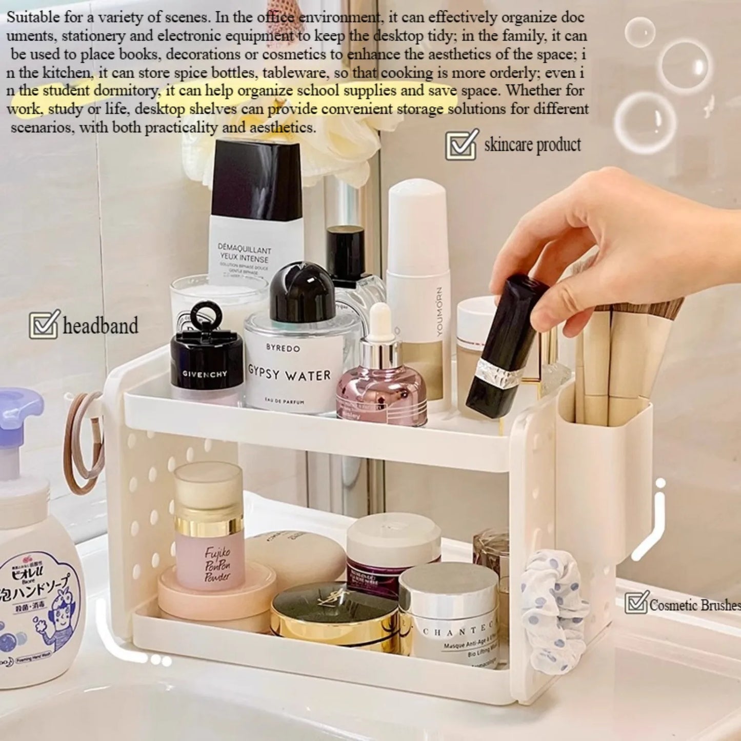 Multi-functional 3-tier Desktop Organizer, Desktop Shelf, Hole Board, Pen Holder Office Desk Organizer, Desk Desk Organizer