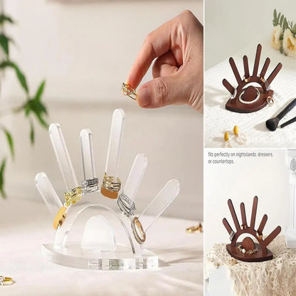 Creative Wooden Ring Holder Eye Shape Ring Display Rack With 6 Ring Posts Jewelry Display Stand Home Decor Organizer