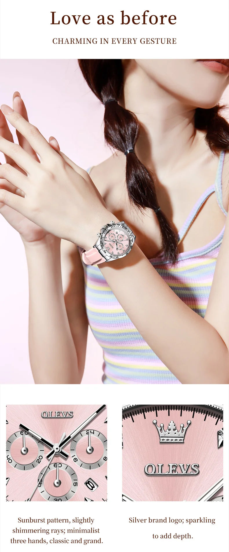 OLEVS 5618 Women Watch HD Multi Functional Waterproof Luminous Chronograph Sports Silicone Strap Luxury Brand Quartz Women Watch