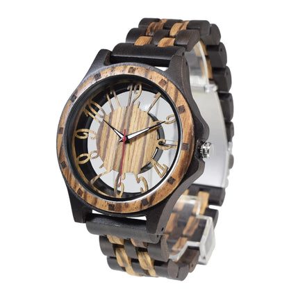 Wooden Watches for Men Handmade  Engraved Wood Watch Analog Quartz Men's Wooden Watch