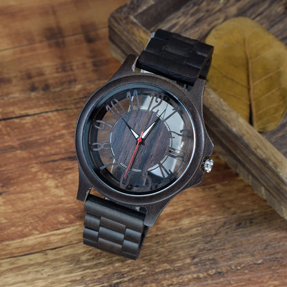 Wooden Watches for Men Handmade  Engraved Wood Watch Analog Quartz Men's Wooden Watch