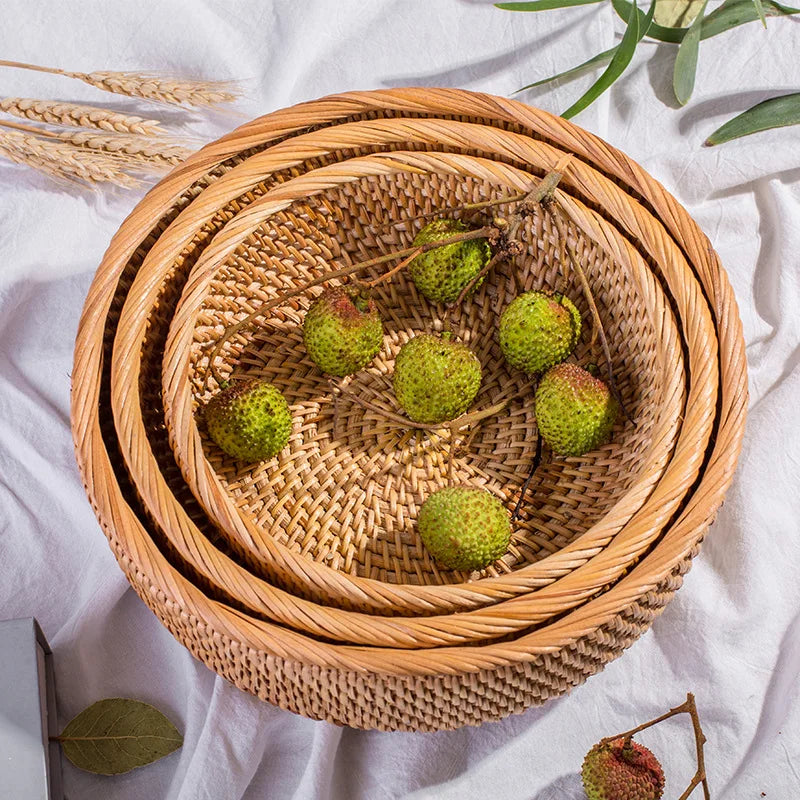 HEMU-Round Rattan Woven Basket detail view