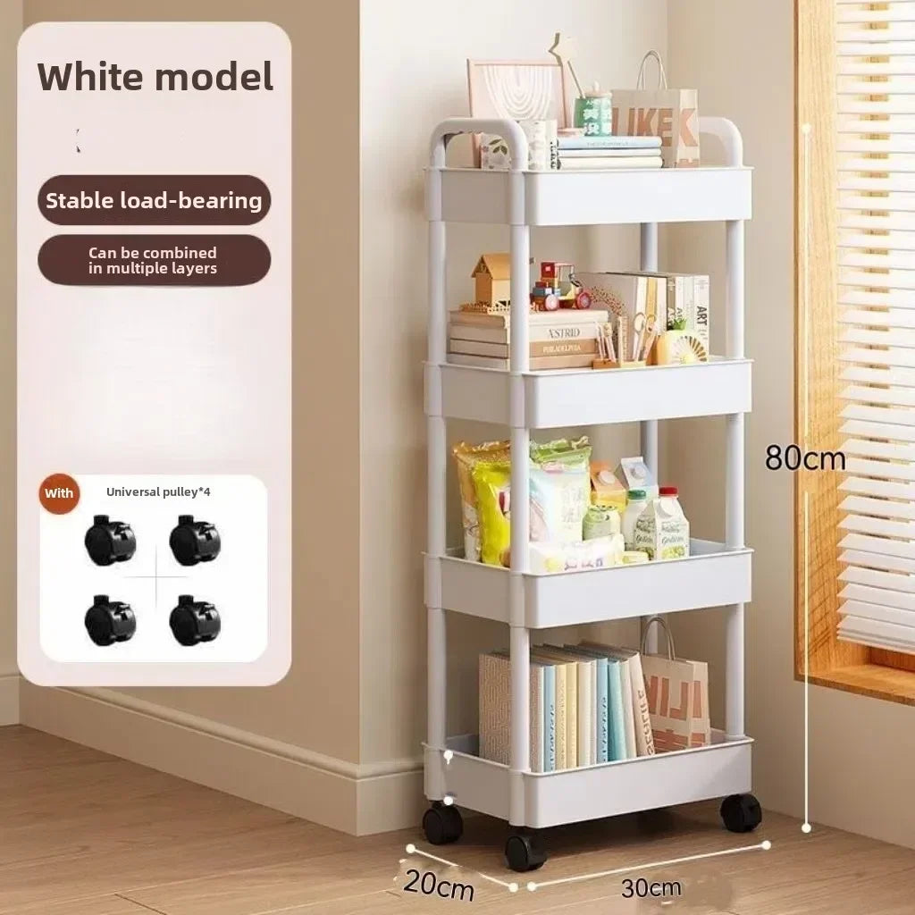 New Multifunctional Storage Cart Open Shelves Book Display Home Decor Organizer Living Room Kitchen Snack Practical Storage Rack