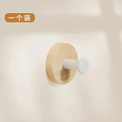 Self-adhesive Solid Wood Hook Walnut Hanging Hanger Bathroom Bedroom Wall Hook for Key Bag Towel Coat Home Decor Organizer Hook