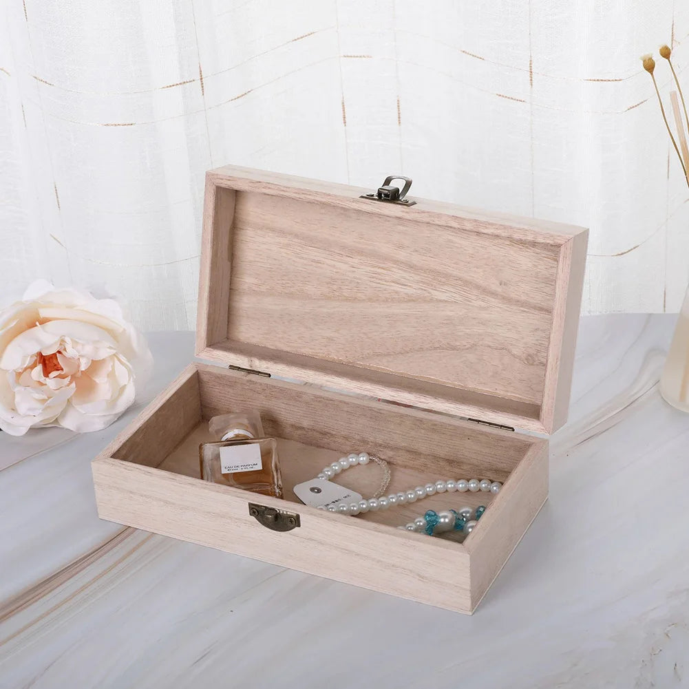 Antique Style Wooden Carbonization Gift Box Rectangular Burnt Wood Hairpin Storage Home Decor Organizer for Jewelry Keepsakes