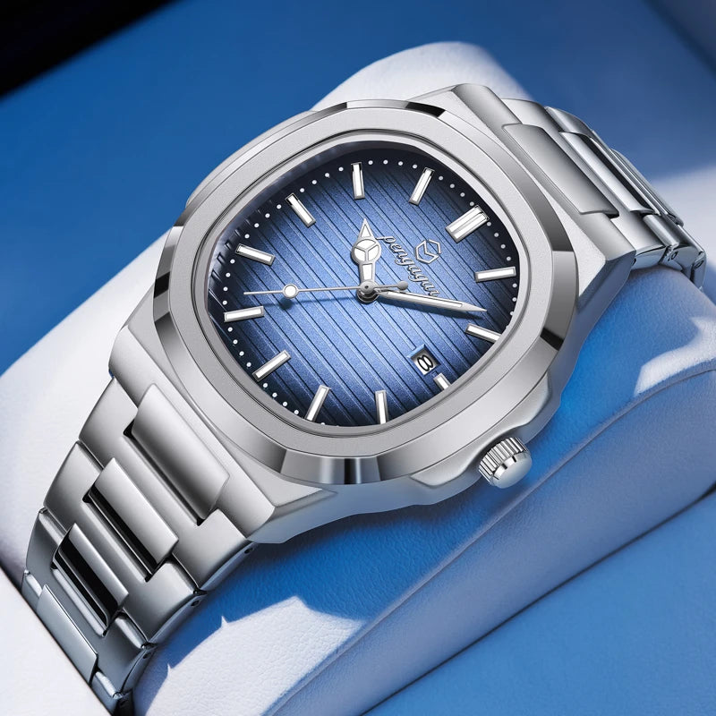2026 New Luxury Military Man Watch Square Waterproof Luminous Date Week Men Watch Stainless Steel Quartz Men's Watches Reloj+box detail view