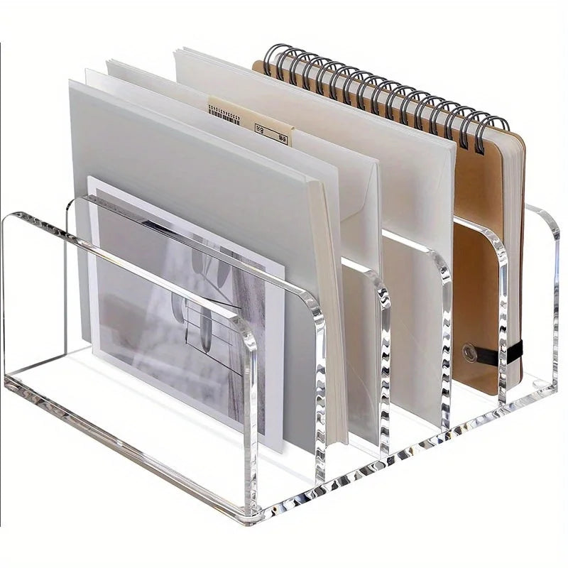 1pc vertical file organizer, acrylic desktop organizer, laptop stand - can hold up to 5 laptops, tablets and smartphones