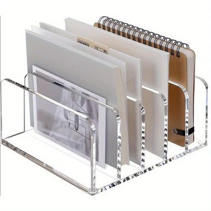 1pc vertical file organizer, acrylic desktop organizer, laptop stand - can hold up to 5 laptops, tablets and smartphones