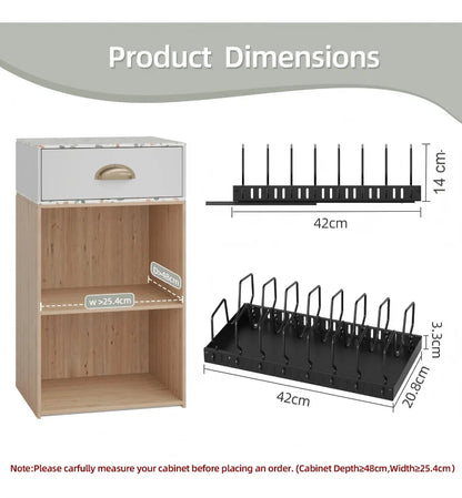 Kitchen Multifunctional Organizer - Pull-Out for Pots/Pans, Sliding Lid Holder, Spice Rack & Dish Drying Racks Drawer Organizer