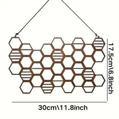 Honeycomb Earring Organizer Wall Mounted Earring Display Rack Wooden Hanging Jewelry Organizer Home Decorative Accessories