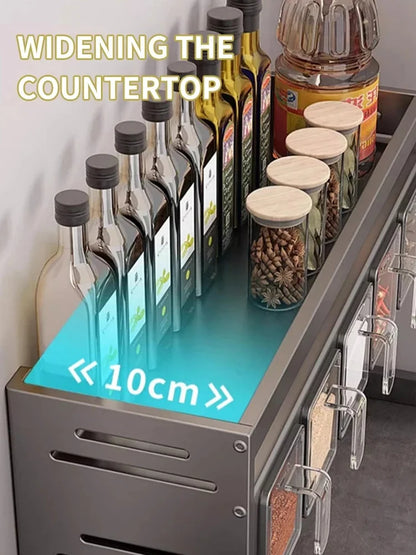 Kitchen wall storage organizer with sturdy stainless steel frame, wall mounted for spice box, jar and daily kitchen storage