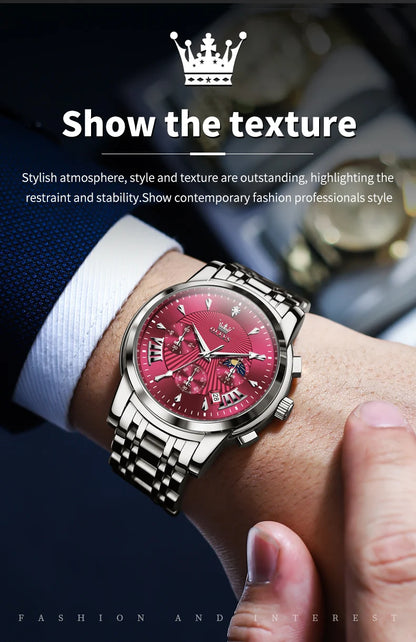 OLEVS 2892 Men Watch Original Quartz Watch Luxury Brand Waterproof Luminous Chronograph Classic Business Moon Phase Men Watch