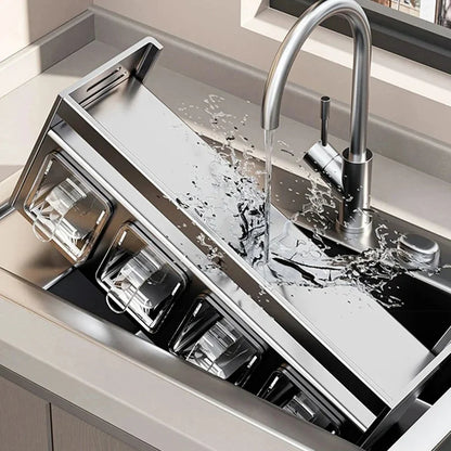 Kitchen wall storage organizer with sturdy stainless steel frame, wall mounted for spice box, jar and daily kitchen storage