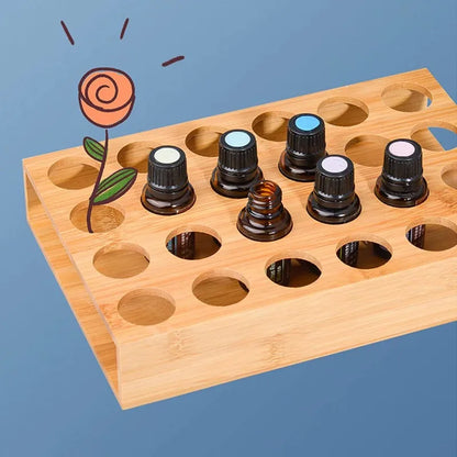 Pine Wood Essential Oil Storage Box, 24 Holes Roller Bottle Display Stand, Home Decor Organizer