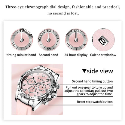 OLEVS 5618 Women Watch HD Multi Functional Waterproof Luminous Chronograph Sports Silicone Strap Luxury Brand Quartz Women Watch